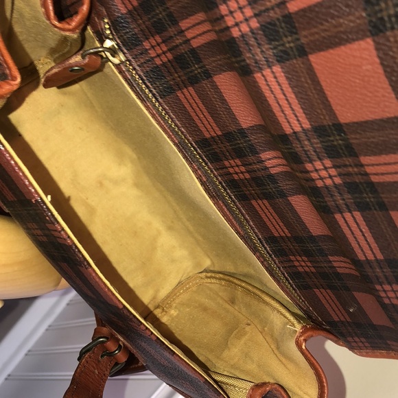 RALPH LAUREN Brown Red Tartan Plaid Crossbody Messenger Saddle Shoulder Bag - Picture 14 of 17